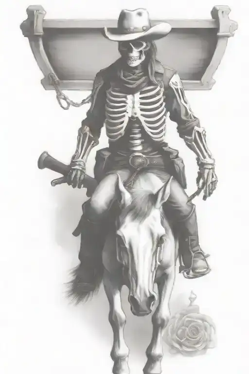 skeleton cowboy, skeleton horse tattoo design idea