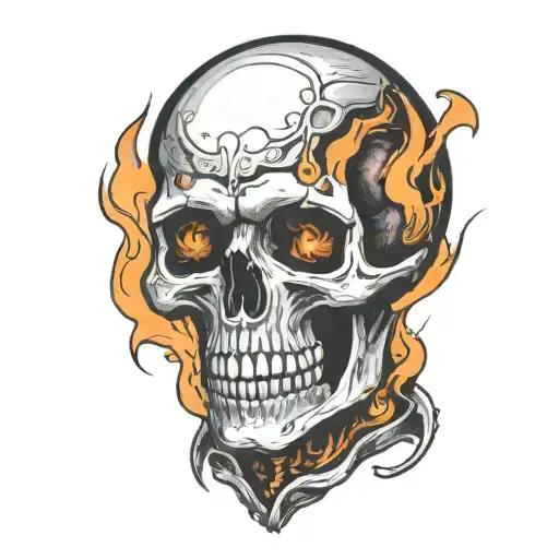 burning skeleton suffering in pain hurt torture scary  tattoo design idea