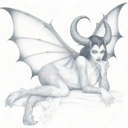 succubus, seductive, full body  tattoo design idea
