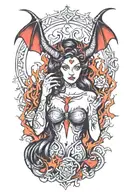 succubus, fire, hell, thorns,  tattoo design idea