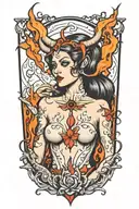 succubus, fire, hell, thorns,  tattoo design idea