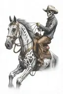 skeleton cowboy, skeleton horse  tattoo design idea