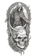 Grim Reaper and a demoness, scythe tattoo design idea