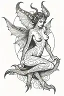 succubus, seductive, nude tattoo design idea
