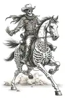 skeleton cowboy, skeleton horse, horse skeleton, running tattoo design idea