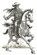 skeleton cowboy, skeleton horse, horse skeleton, running tattoo design idea