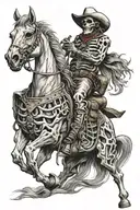 skelton cowboy riding a skeleton horse tattoo design idea