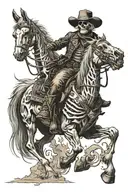 skelton cowboy riding a skeleton horse tattoo design idea