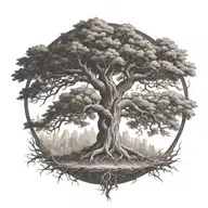 tree of life on fire burning tattoo design idea