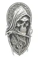 hooded reaper, scythe tattoo design idea