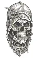 hooded reaper, scythe tattoo design idea
