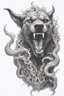 hell hound, smoke, vicious tattoo design idea