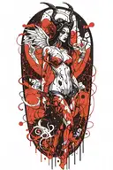 succubus, full body, seductive  tattoo design idea