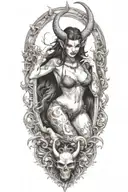 succubus, full body, seductive  tattoo design idea