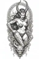 succubus, full body, seductive  tattoo design idea