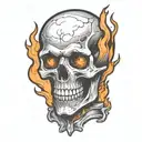 burning skeleton suffering in pain hurt torture scary fire tattoo design idea