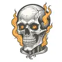 burning skeleton suffering in pain hurt torture scary fire tattoo design idea