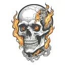 burning skeleton suffering in pain hurt torture scary fire tattoo design idea