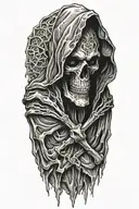 full body hooded reaper tattoo design idea