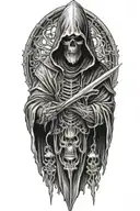 full body hooded reaper tattoo design idea