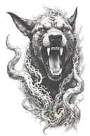 hell hound, smoke, vicious tattoo design idea