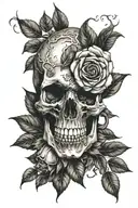 Rose inside skull tattoo design idea