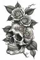 Rose inside skull tattoo design idea