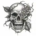 Rose inside skull mouth, open mouth, rose inside, beauty within, thorns  tattoo design idea