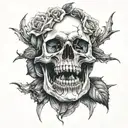 Rose inside skull mouth, open mouth, rose inside, beauty within, thorns  tattoo design idea