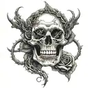 Rose inside skull mouth, open mouth, rose inside, beauty within, thorns  tattoo design idea