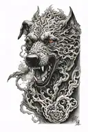 hell hound, smoke, vicious tattoo design idea