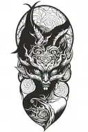 succubus, smoke, silohuette, symetrical  horns tattoo design idea