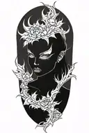 succubus, fire, hell, thorns,  tattoo design idea