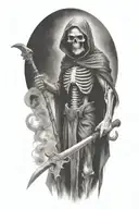 Grim Reaper, smoke, succubus, scythe tattoo design idea