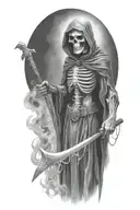 Grim Reaper, smoke, succubus, scythe tattoo design idea