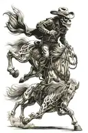 skeleton cowboy, skeleton horse, horse skeleton, running tattoo design idea