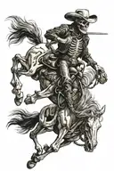 skeleton cowboy, skeleton horse, horse skeleton, running tattoo design idea