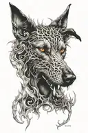 hell hound, smoke, vicious, fire, thorns tattoo design idea