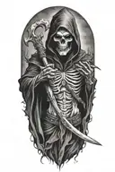Grim Reaper with a succubus, scythe tattoo design idea
