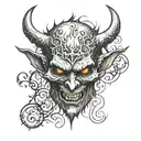 demon face, scary, disgusting scary evil tattoo design idea