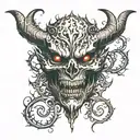 demon face, scary, disgusting scary evil tattoo design idea
