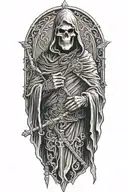 full body hooded reaper tattoo design idea