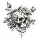 rose inside skull tattoo design idea