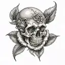 rose inside skull tattoo design idea
