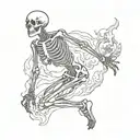 burning skeleton, full body tattoo design idea