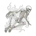burning skeleton, full body tattoo design idea