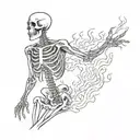 burning skeleton, full body tattoo design idea