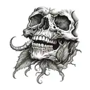 rose inside mouth, skull   tattoo design idea
