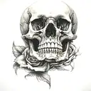 rose inside mouth, skull   tattoo design idea