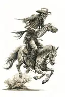 skeleton cowboy, skeleton horse, horse skeleton, running tattoo design idea